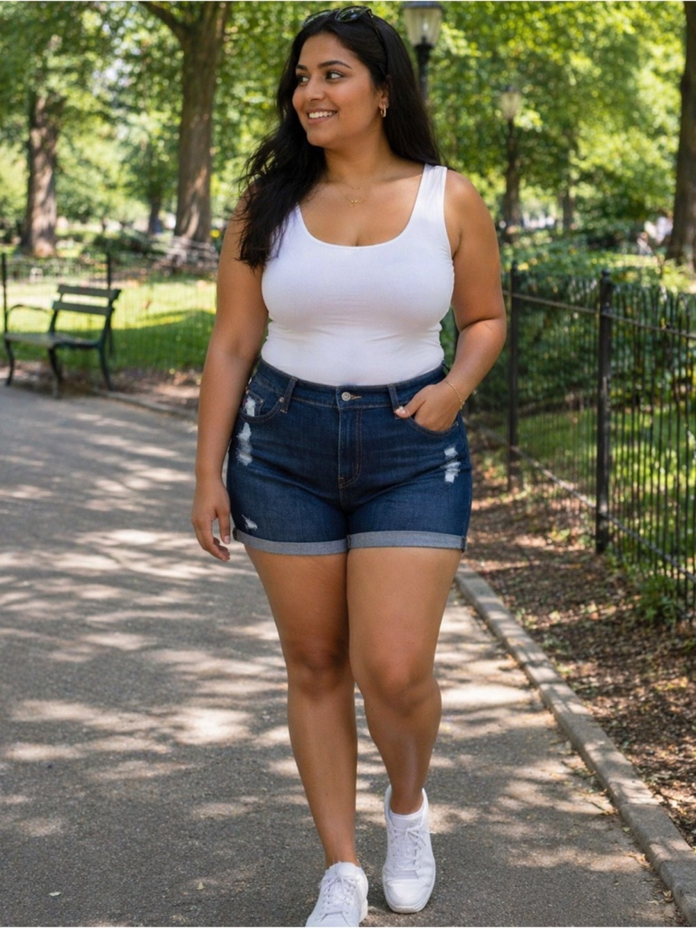 Levi's Dark Blue Mid-Length Denim Shorts